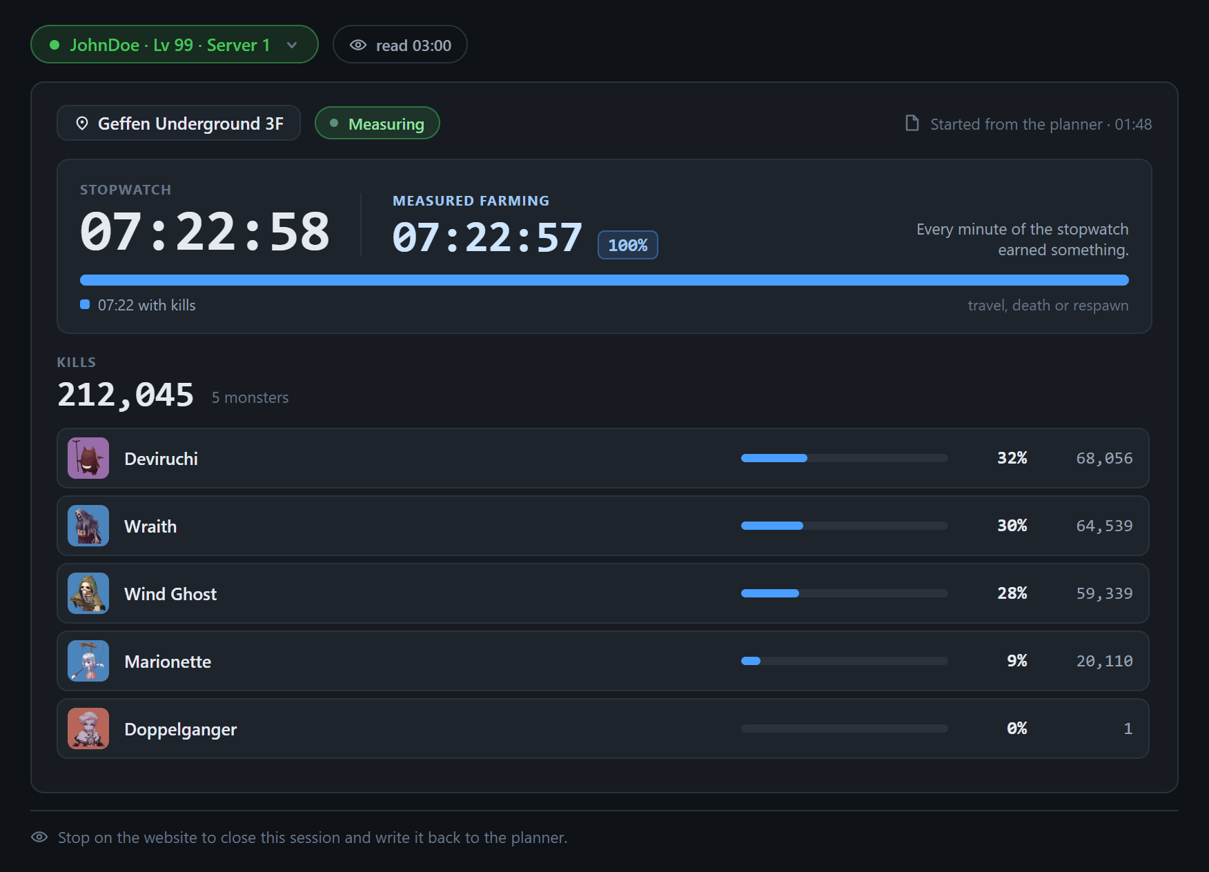 Screenshot of this screen · Sessions